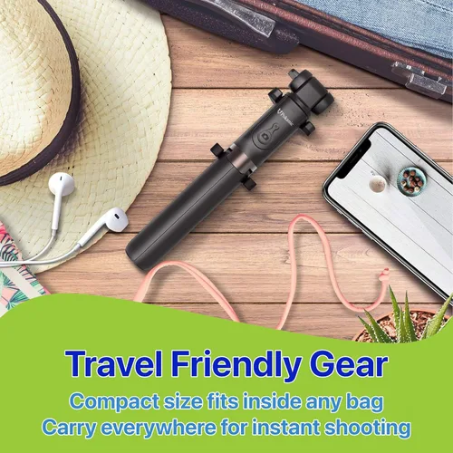 Vista 6 de Trípode para selfie stick con bolsa de control remoto inalámbrico, extensible y ajustable, soporte ligero V-Log compatible con todos los iPhone