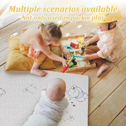 Vista 7 de Colchón Pack and Play, colchón de espuma viscoelástica de gel transpirable de 38 x 26 pulgadas para bebé pequeño, colchón de doble cara para Pack n