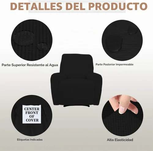 Vista 3 de Easy-Going - Funda 100 % impermeable doble para sofá reclinable, diseño jacquard, en 1 pieza, a prueba de derrames, para niños, mascotas, perros