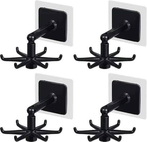 Vista 10 de Ganchos Portautensilios Colgantes Soporte para Utensilios de Cocina Gancho para Pared Montaje con Rotación de 360 Grados Gancho Plegable