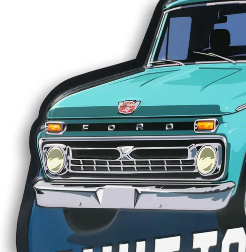 Vista 33 de Ford Logo Evolution - Letrero de metal vertical en relieve – Letrero vintage de Ford para garaje o cueva de hombre