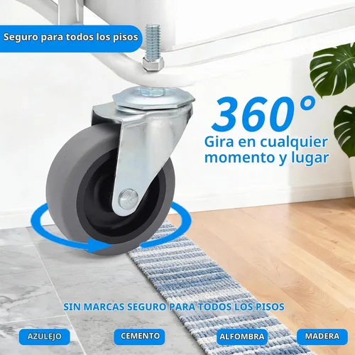 Vista 5 de MySit Ruedas giratorias, vástago roscado de 3 pulgadas, ruedas TPR de 3/8 "-16 x 1-1/2", rueda de goma termoplástica resistente con capacidad
