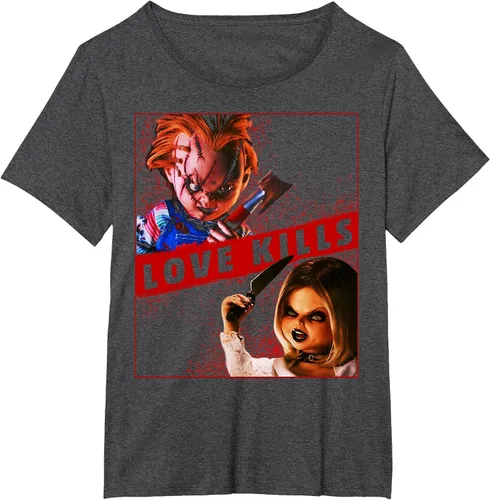 Vista 8 de Child's Play Chucky and Tiffany Love Kills T-Shirt Asphalt Grey