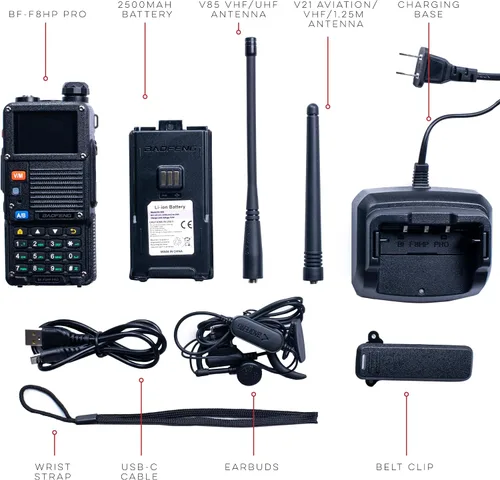 Vista 7 de BAOFENG BF-F8HP PRO 10 W Radio de Banda Triple Bidireccional – UV-5R 7ª Generación, 1000 Canales, GPS y Clima NOAA, Escáner de Aviación/VHF/UHF/1.25