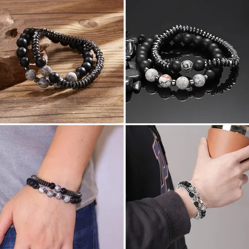 Vista 9 de Regalos para mujeres, regalos para mujeres, pulsera magnética para artritis, terapia de joyería saludable para dormir, pulsera de hematita, joyería