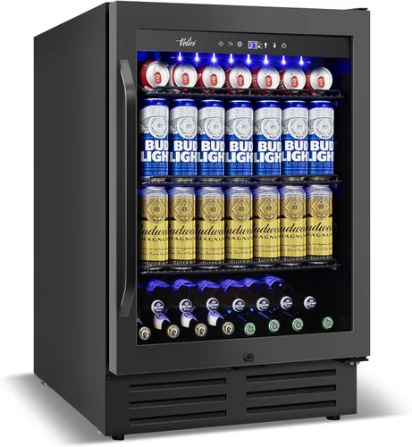 Vista 14 de Velivi Mini refrigerador con puerta de cristal, nevera pequeña, escritorio, enfriador de bebidas con cerradura para bebidas de cerveza, 1.4 pies