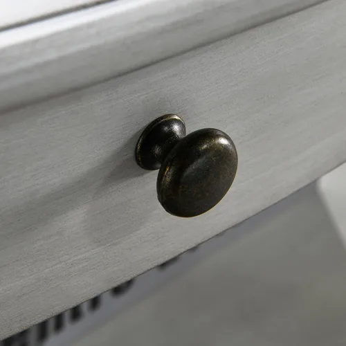 Vista 7 de Mesa de centro con cajón, mesa central ovalada de madera maciza con estante de almacenamiento, mesa de sala de estar tradicional con elegante