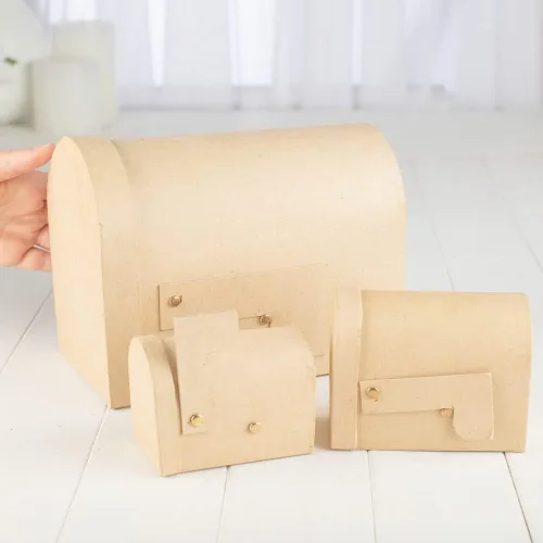 Vista 3 de Juego de buzones de papel maché hechos a mano - 3 buzones de papel maché anidados