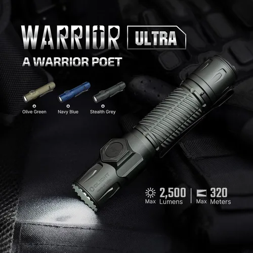 Vista 2 de OLIGHT Warrior Ultra 2500 lúmenes - Linterna táctica recargable de luz brillante con doble interruptor compacto y sensor de proximidad, adecuada