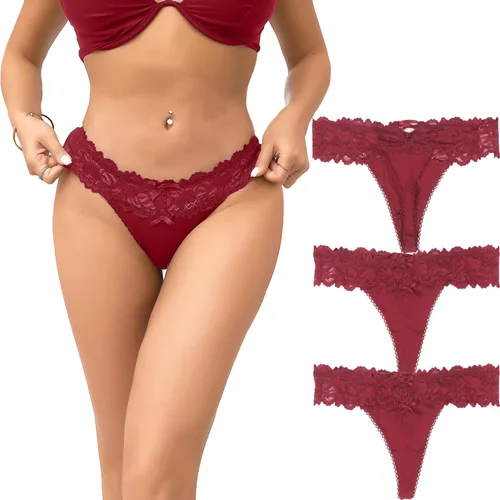 Vista 98 de ohyeah Tangas sexy de encaje tangas bragas de tiro bajo ropa interior para mujer de algodón entrepierna braga tangas bragas 4-18