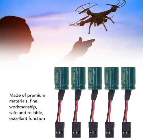 Vista 4 de Pilipane Protector de voltaje del receptor de drone RC, 5 piezas RC Drone Protector de voltaje, 3300uF 16V RC Drone Protector de voltaje