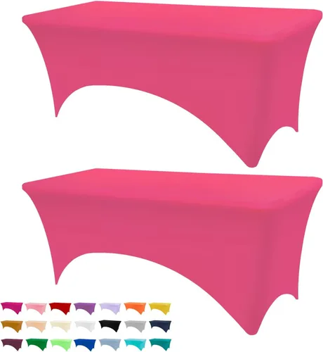 Vista 26 de BDDC - Funda de mesa ajustada de 4 pies, manteles de elastano negros, manteles elásticos lavables y resistentes a las arrugas para eventos, bodas