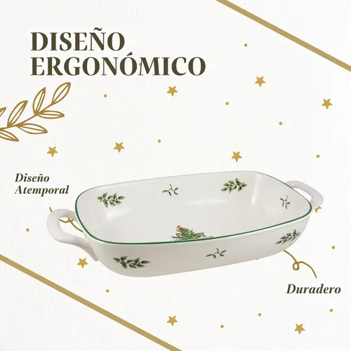 Vista 6 de Spode Cesta de Pan Ovalada Christmas Tree, Cuenco con Asa de 12 Pulgadas para Frutas, Pan, Galletas - Regalo de Porcelana, Vajilla Navideña y Plato