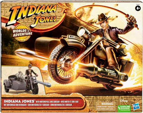 Vista 2 de Indiana Jones Worlds of Adventure with Motorcycle and Sidecar - Juego de figuras de acción de 2.5 pulgadas, figuras de acción, a partir de 4 años