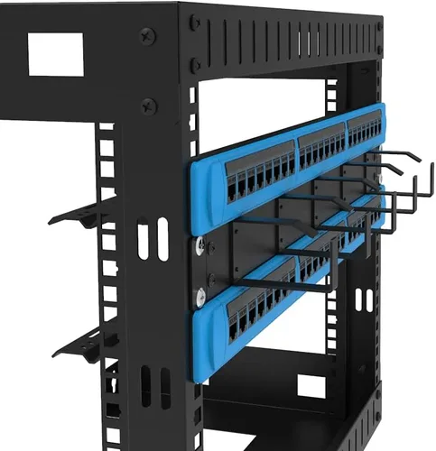 Vista 2 de 19-Inch 1U Metal Horizontal Rackmount 5 D-Rings Cable Manager El administrador vertical del alambre del panel de gestión de cables del estante 1U