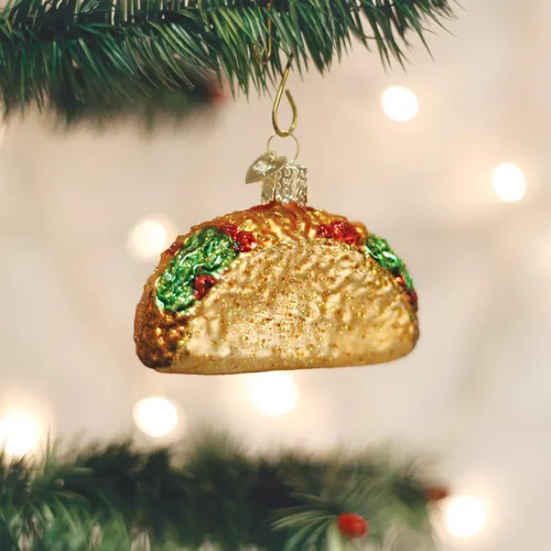 Vista 2 de Old World Christmas - Adornos colgantes de taco de vidrio soplado para árbol de Navidad (32084)