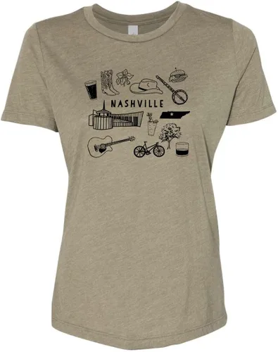 Vista 51 de Cute Women's Screen Printed Crew Neck Tee, Shirts With Sayings, Dusty Blue or Olive