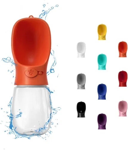 Vista 10 de WePet Botella de agua portátil para perros, 12 onzas, dispensador de agua para cachorros a prueba de fugas con alimentador de bebida para mascotas