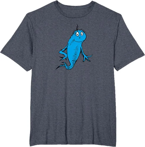 Vista 76 de Dr. Seuss Blue Fish Character - Camiseta con licencia oficial Negro