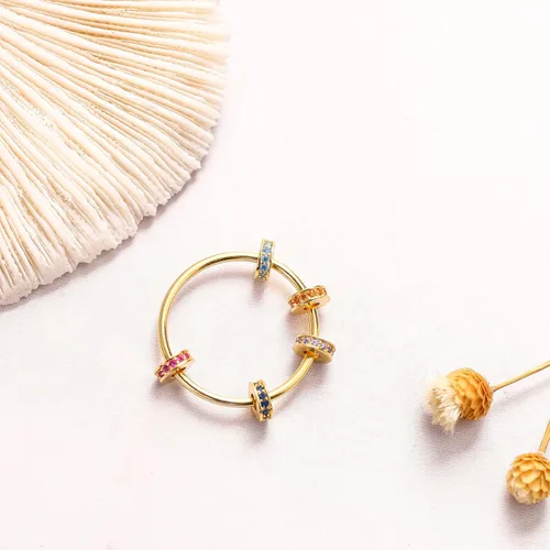 Vista 6 de LOVECOM Anillo giratorio de plata de ley S925 antiansiedad, cuentas de circonita cúbica, anillos giratorios para mujer, delicados anillos giratorios