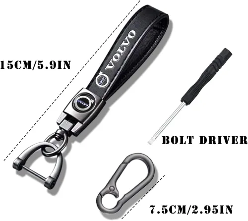 Vista 6 de YUULOO Llavero de cuero genuino para Volvo S90 S60 XC60 XC40 XC90 V40 V60 S60 S80, llavero de cuero duradero para automóvil, soporte de llavero