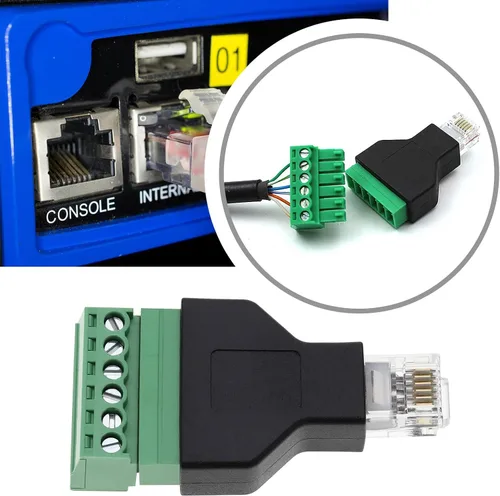 Vista 2 de 2 unids RJ12 adaptador de audio conector Ethernet RJ12 6P6C macho a 6 pines tornillo terminales adaptador conector hogar accesorios de audio