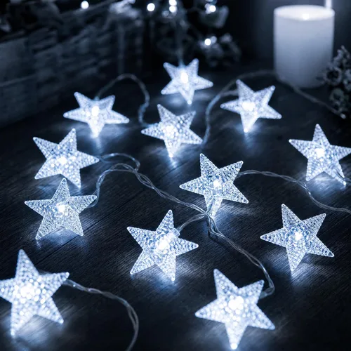 Vista 13 de ITICdecor Guirnalda de luces de flores de 15 pies, 30 luces LED de hadas de Navidad con pilas, para interiores y exteriores, iluminación