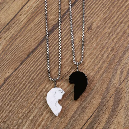 Vista 4 de COAI Collares con colgante de corazón en corazón para parejas