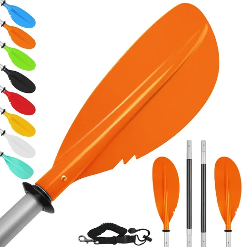 Vista 16 de Remo de kayak, 88 pulgadas, 4 piezas de remos para kayak, flotador de eje de aleación de aluminio resistente, ligero, desmontable, ajustable