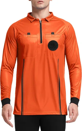 Vista 8 de FitsT4 Sports - Camiseta de árbitro de fútbol para hombre de manga larga Negro