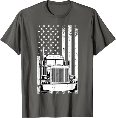 Vista 98 de Camión conductor bandera americana camionero vintage hombres mujeres regalo camiseta