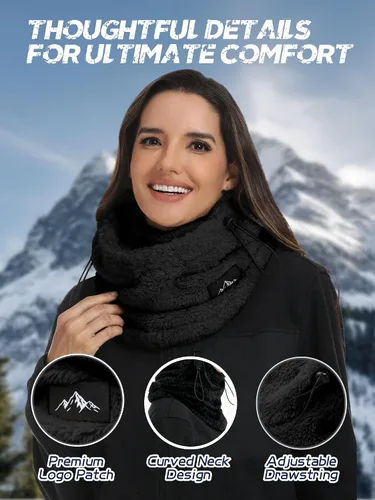 Vista 5 de Pasamontañas de esquí para mujeres y hombres, resistente al viento, forro polar, máscara facial de invierno, gorro para clima frío, calentador