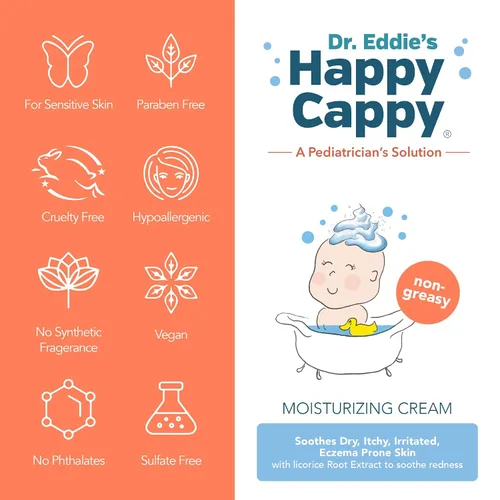Vista 7 de Crema hidratante Happy Cappy – Crema para bebés con tendencia al eccema, loción para piel seca para bebés, niños pequeños y niños, formulada por