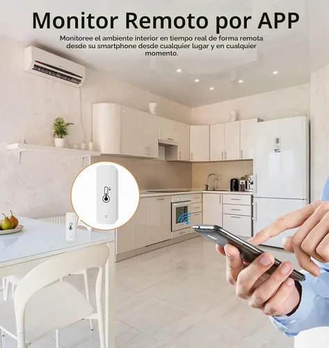 Vista 3 de Monitor de temperatura de humedad WiFi: termómetro higrómetro inteligente para monitor remoto y alerta, termómetro interior de alta precisión