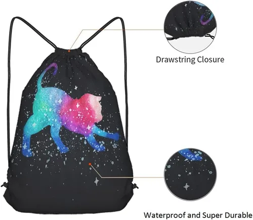 Vista 5 de Beabes Mochila con cordón de unicornio arcoíris y bolsa de gimnasio con cordón, Multi-a141, Mochilas de viaje