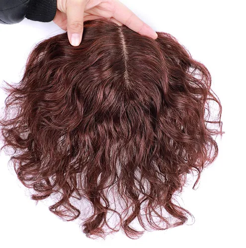 Vista 2 de Parte rizada en forma de U, base de seda, parte superior de encaje de cabello humano corto y esponjoso en la frente, extensión de flequillo grande
