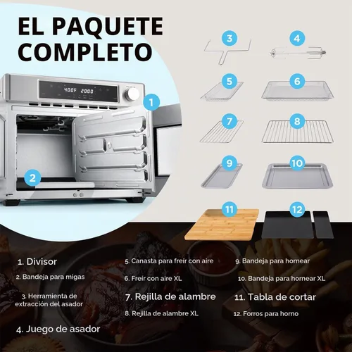 Vista 2 de Ivation Horno freidora de aire de doble zona con puerta francesa - 32 cuartos de galón, horno tostador de convección combinado, multifunción de 10