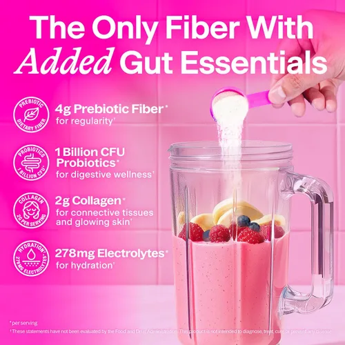 Vista 2 de Belli Welli Suplemento diario de fibra para mujeres y hombres – Polvo de fibra premium de acacia orgánica con colágeno añadido, electrolitos