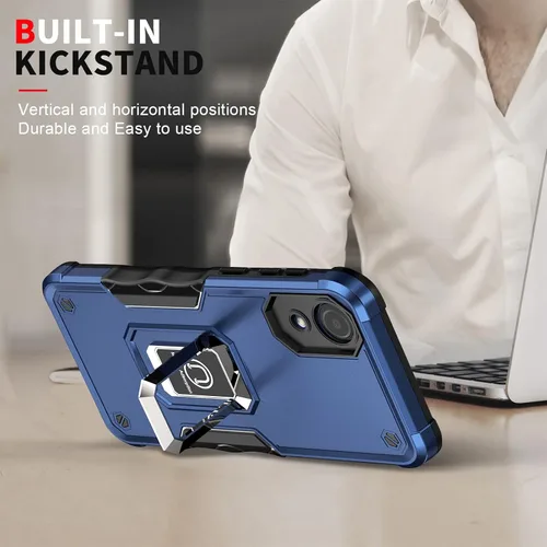 Vista 8 de Funda para Samsung Galaxy A03 Core, soporte magnético de anillo de metal, cubierta probada contra caídas, compatible con soporte magnético