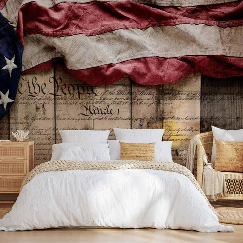 Vista 5 de artgeist Premium Wall Mural Flag America 98x69 in - Non-Woven Wallpaper Fleece Wall Decor Photo Print Picture Image Design Home Mural Wood US USA #01