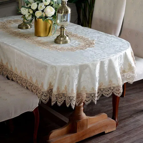 Vista 11 de ARTABLE Mantel rectangular de encaje de macramé con flores antiguas de primavera para casa de campo rústica al aire libre, cocina, fiesta de Marrón