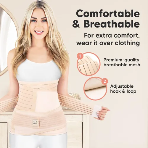 Vista 3 de 3 en 1 Soporte Posparto para el Abdomen. Banda para el vientre para etapa posnatal, embarazo, maternidad, fajas moldeadoras de cuerpo para mujeres