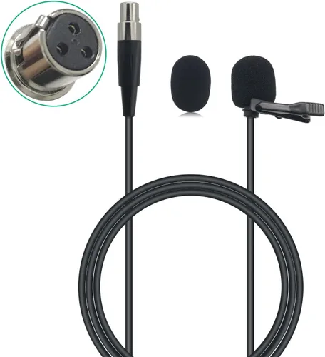 Vista 2 de Reemplazo de micrófono XLR Lavalier para transmisor inalámbrico AKG Samson, Phenyx Pro Mic - Clip de solapa Lav, portátil, enchufe TA3F
