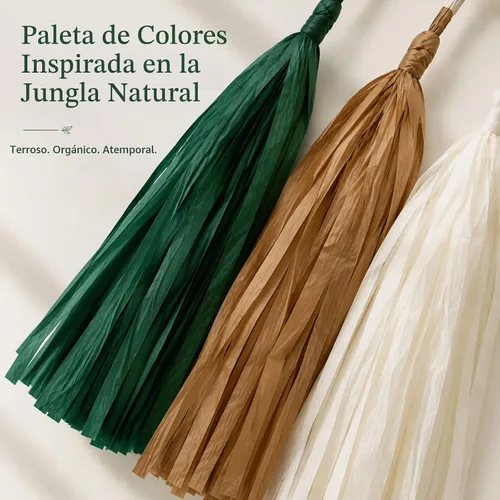 Vista 5 de Green Brown White Tissue Paper Tassel Garland, 15PCS Banner Green Coffee Brown