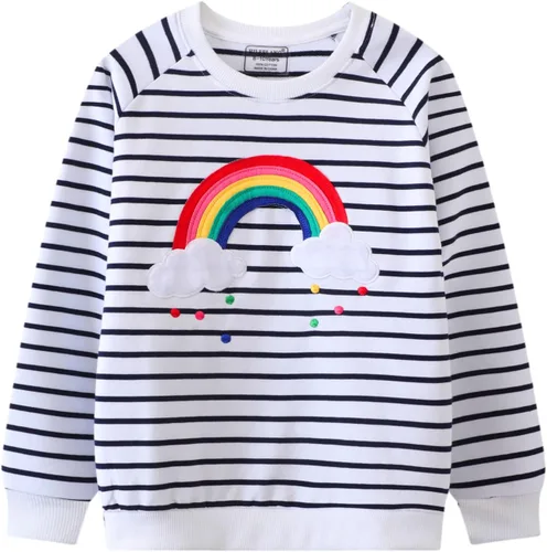 Vista 6 de HILEELANG - Sudaderas de cuello redondo para niñas, manga larga, para invierno