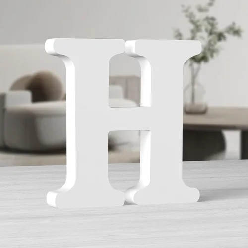 Vista 11 de AOCEAN Letras de madera grandes blancas de 10 pulgadas, letras de madera sin terminar para decoración de pared, letras decorativas de pie