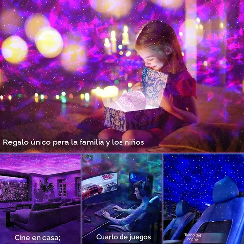 Vista 5 de Rossetta Proyector de estrellas, proyector de galaxia para dormitorio, luz nocturna LED Aurora con altavoz Bluetooth, ruido blanco, temporizador