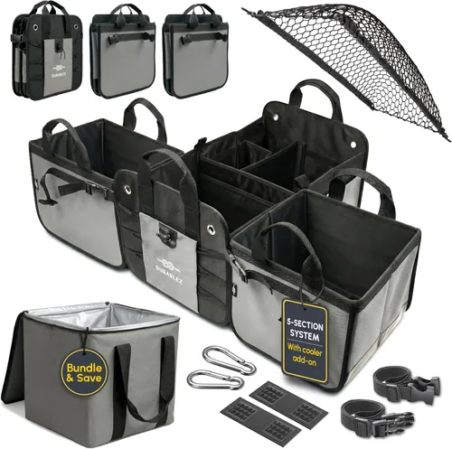 Vista 28 de Hielera aislada para maletero de automóvil, bolsa térmica para comestibles y viajes, resistente a las fugas, se adapta a compartimentos