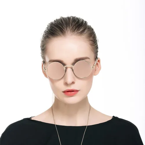 Vista 29 de Dollger Gafas de sol redondas Steampunk con marco de metal