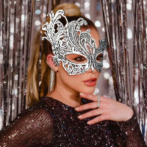 Vista 4 de Máscara de mascarada para mujer, Mardi Gras, gala, Halloween, disfraz, fiesta de disfraces formales